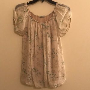 Floral dress shirt cream small